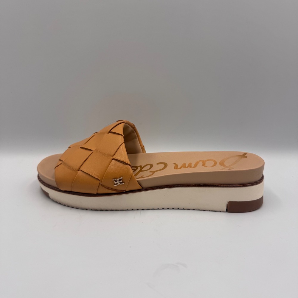 Sam Edelman Adaley Woven Leather Platform Slide Sandals Saddle Tan Brown S 6.5